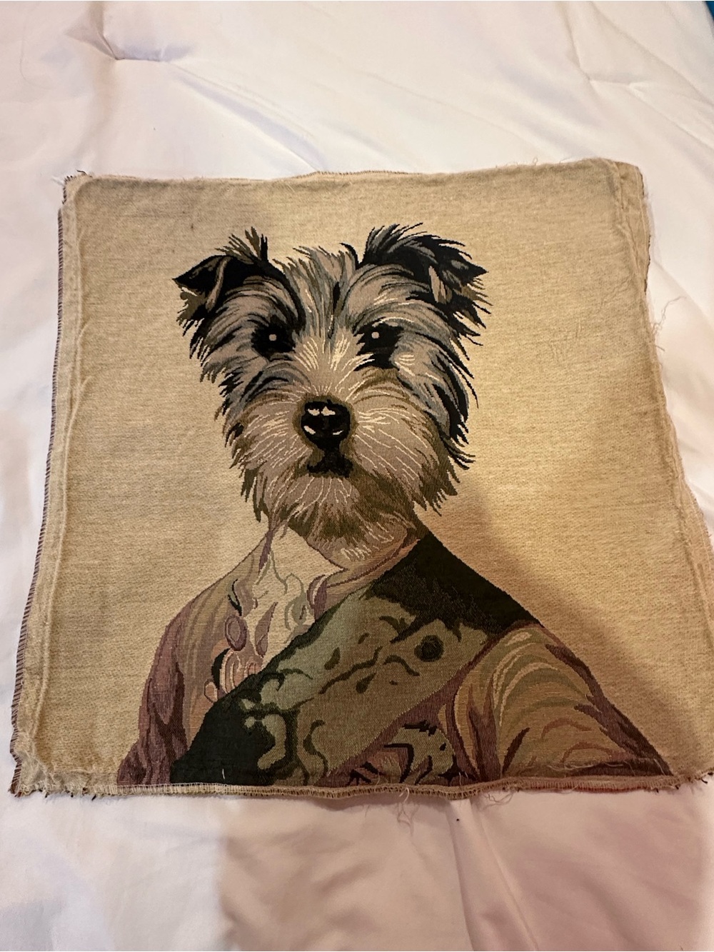 Decorative Dog Tapestry Cover in Beige with Multicolor Portrait